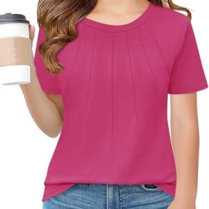 Haloumoning Girls Pleated T Shirts Kids Summer Short Sleeve