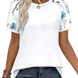 Womens Summer Tops Basic Short Sleeve T-Shirt Casual Crew Neck
