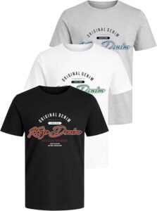 BRAND KRUZE Mens 3 Pack T-Shirt Set Crew Neck Casual Cotton Regular Fit Short Sleeve Printed Plain T-Shirts