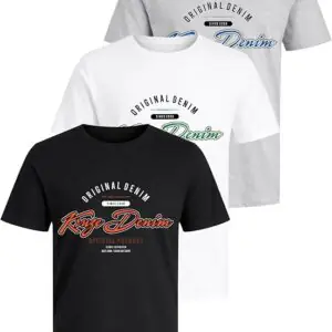 BRAND KRUZE Mens 3 Pack T-Shirt Set Crew Neck Casual Cotton Regular Fit Short Sleeve Printed Plain T-Shirts